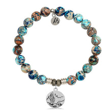 Load image into Gallery viewer, Earth Jasper Stone Bracelet with Cactus Sterling Silver Charm

