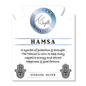 Earth Jasper Stone Bracelet with Hamsa Sterling Silver Charm