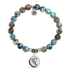 Load image into Gallery viewer, Earth Jasper Stone Bracelet with Nurse Sterling Silver Charm
