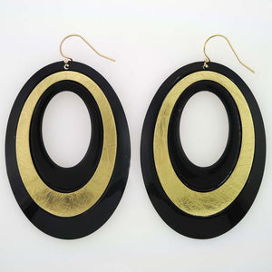 Black & Gold Oval Earrings