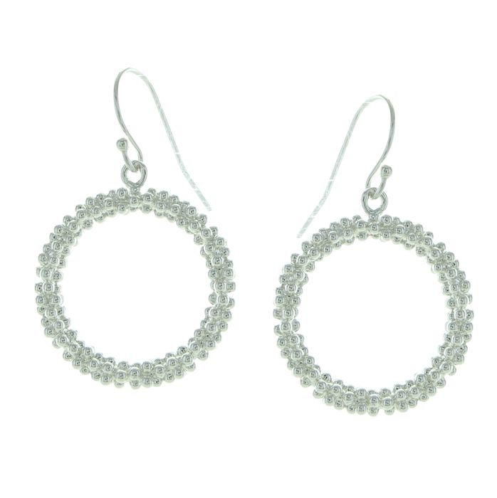 Silver Dotted Circle Earrings