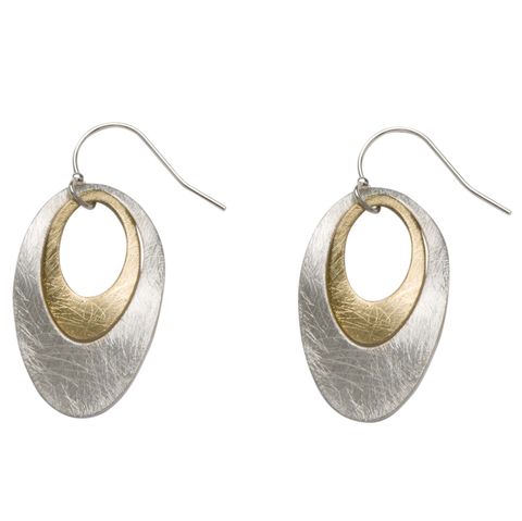 Two Tone Brush Oval Earrings