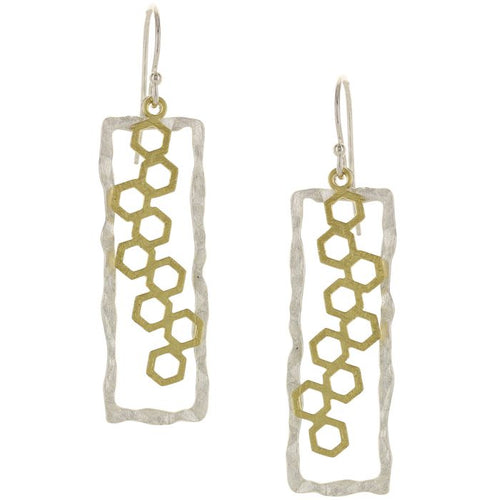 Two Tone Pentagon Drop Earrings