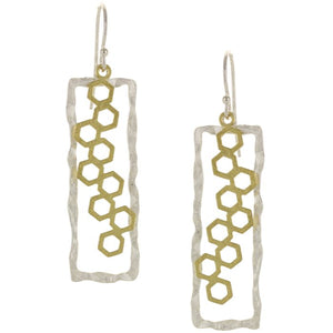 Two Tone Pentagon Drop Earrings