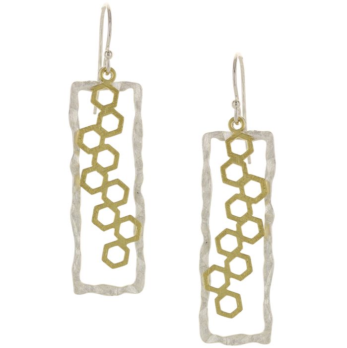 Two Tone Pentagon Drop Earrings