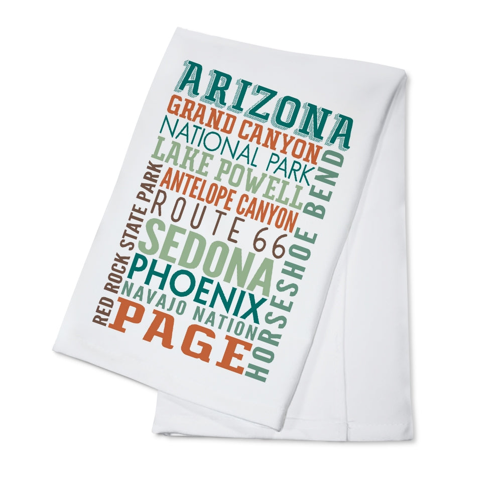 Arizona, City Names, Typography Tea Towel