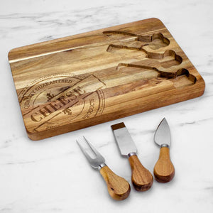 4 Piece Acacia Cheese Serving Set