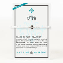 Load image into Gallery viewer, My Saint My Hero Filled by Faith Open Cross Bracelet Metallic Silver with Silver
