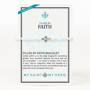 My Saint My Hero Filled by Faith Open Cross Bracelet Metallic Silver with Silver