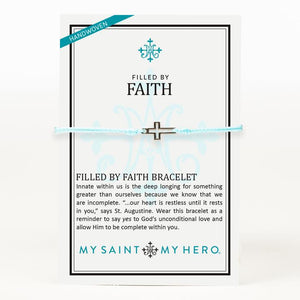 My Saint My Hero Filled by Faith Open Cross Bracelet Mint with Silver