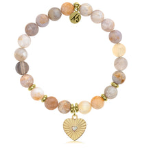 Load image into Gallery viewer, Gold Collection - Australian Agate Stone Bracelet with Heart Opal Gold Charm
