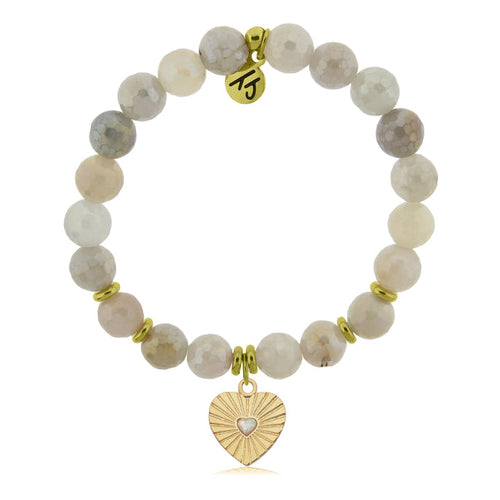Gold Collection - Moonstone Stone Bracelet with Heart Opal Gold Charm