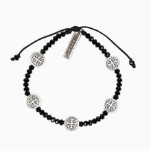 Load image into Gallery viewer, My Saint My Hero Gratitude Crystal Bracelet Black with Silver medal
