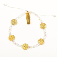 Load image into Gallery viewer, My Saint My Hero Gratitude Crystal Bracelet Crystal with Gold medal
