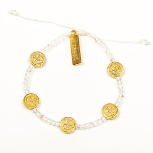 My Saint My Hero Gratitude Crystal Bracelet Crystal with Gold medal