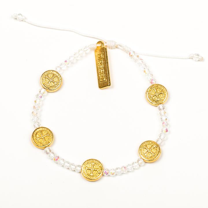 My Saint My Hero Gratitude Crystal Bracelet Crystal with Gold medal