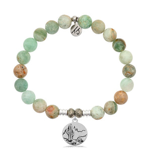 T. Jazelle Green Quartz Stone Bracelet with Cactus Sterling Silver Charm