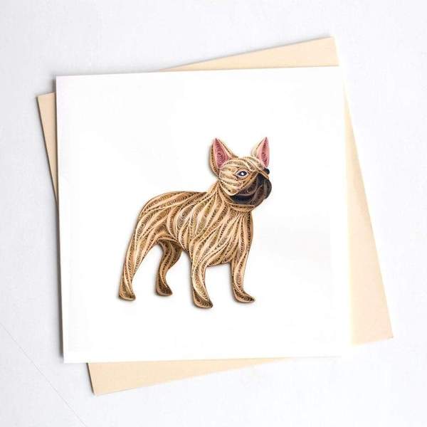 Quilled French Bulldog Greeting Card