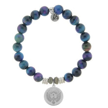 Load image into Gallery viewer, Indigo Tiger&#39;s Eye Stone Bracelet with Phoenix Sterling Silver Charm
