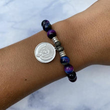 Load image into Gallery viewer, Indigo Tiger&#39;s Eye Stone Bracelet with Phoenix Sterling Silver Charm
