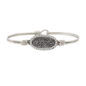Pave Druzy Bangle Bracelet in Iridescent Graphite