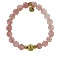 Load image into Gallery viewer, Gold Collection - Journey Wave Bracelet with Watermelon Quartz and Gold Wave Ball
