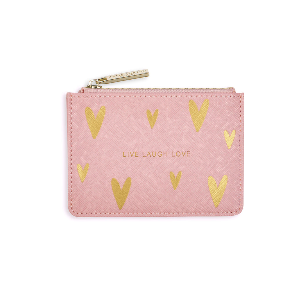 Gold Print Card Holder - Live Love Sparkle - Pink