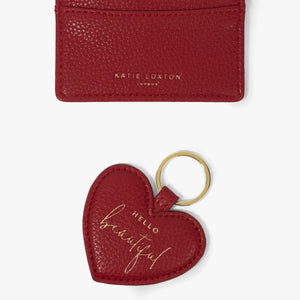 Heart Keychain & Card Holder Set - Red