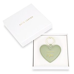 Beautifully Boxed Heart Keyring - Wonderful Mom - Sage Green