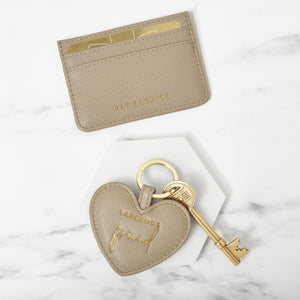 Heart Keychain & Card Holder Set - Fabulous Friend - Taupe