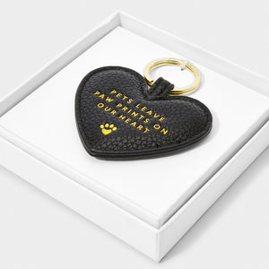 Beautifully Boxed Pet Keychain - Pets Leave Pawprints On Our Heart - Black