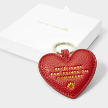 Load image into Gallery viewer, Beautifully Boxed Pet Keychain - Pets Leave Pawprints On Our Heart - Red
