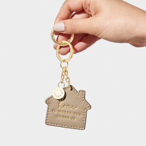 Chain Keychain | Home is Where the Heart Is - Taupe