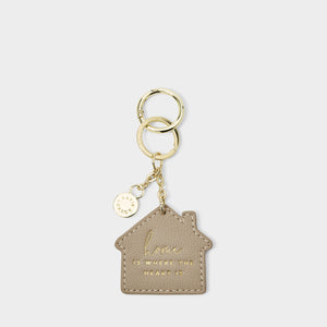 Chain Keychain | Home is Where the Heart Is - Taupe