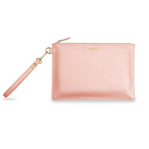 Katie Loxton Secret Message Pouch - Oooh La La/Girls Just Wanna Have Fun Metallic Peach
