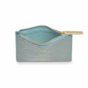 Wave Print Card Holder - Metallic Blue