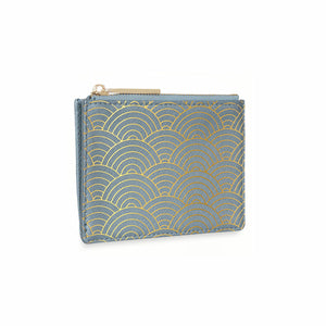 Wave Print Card Holder - Metallic Blue