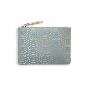 Wave Print Card Holder - Metallic Blue