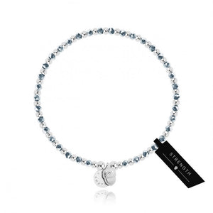 Symbol - Strength- Silver Bracelet With Blue Crystals