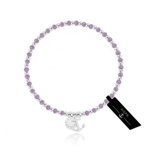 Symbol - Hope - Silver Bracelet With Purple Crystals