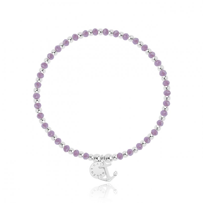 Symbol - Hope - Silver Bracelet With Purple Crystals