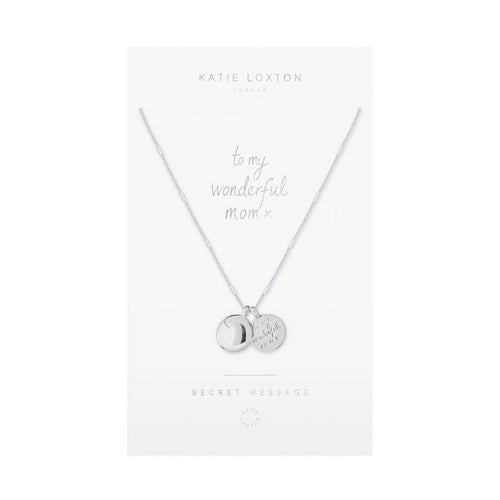 Katie Loxton - Secret Message Necklace - To My Wonderful Mom - Silver Chain and Charms