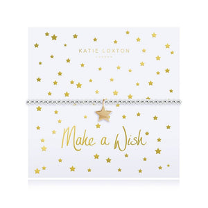 Katie Loxton Make A Wish - Siver Chain Gold Star Pendant on Foiled card - Bracelet