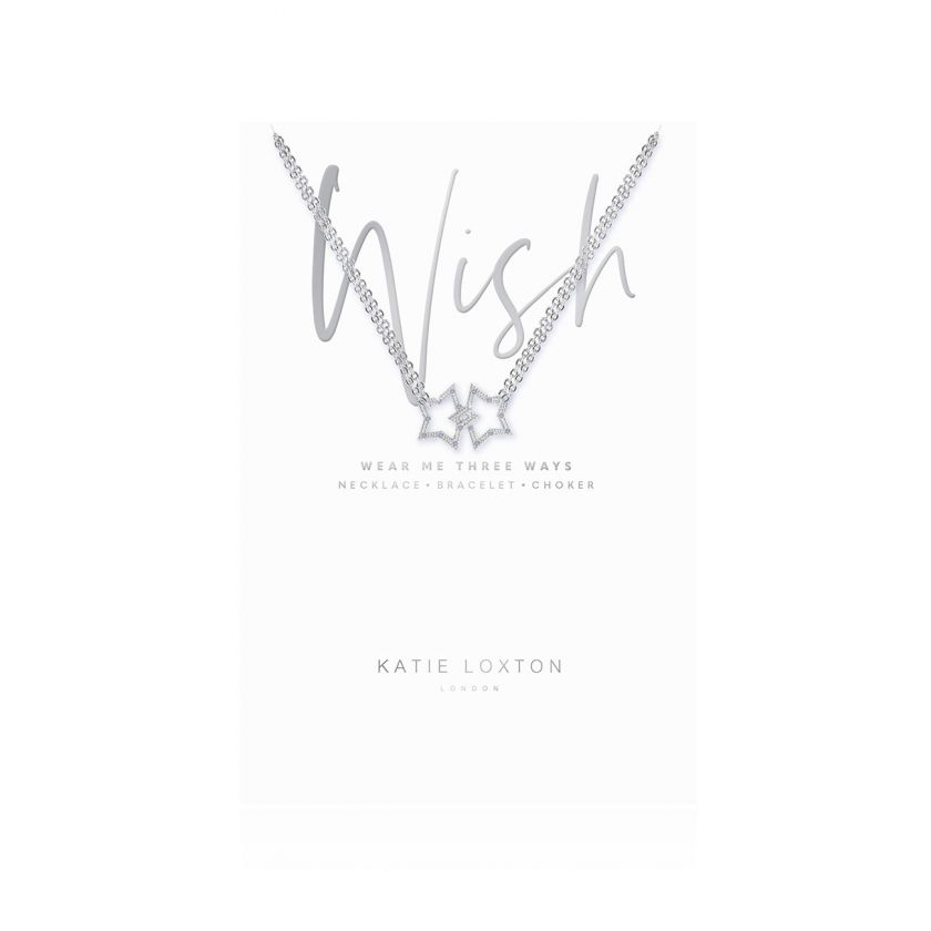 Katie Loxton - Wish - Silver Pave Star Charm on Silver Necklace/Choker/Bracelet