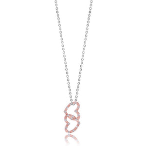 Katie Loxton - Love - Rose Gold Pave Heart Charm on Silver Necklace/Choker/Bracelet