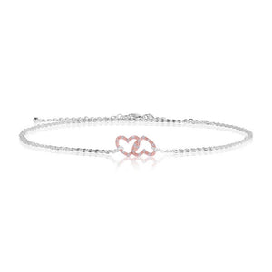 Katie Loxton - Love - Rose Gold Pave Heart Charm on Silver Necklace/Choker/Bracelet