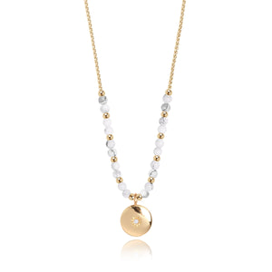 Signature Stones - Karma - Yellow Gold With Howlite Stones Necklace 86cm