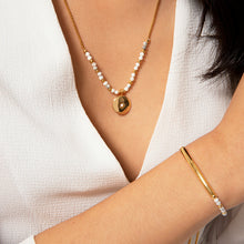 Load image into Gallery viewer, Signature Stones - Karma - Yellow Gold With Howlite Stones Necklace 86cm

