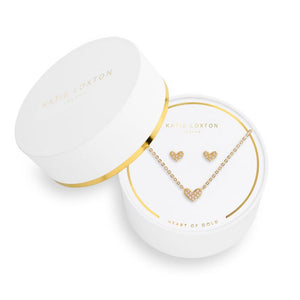 Sentiment Set - Heart of Gold - Heart - Gold - Necklace 46cm + 5cm Extender / Stud Earrings
