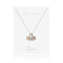 Load image into Gallery viewer, Florence Hammered Star Silver Necklace With Silver, Rose Gold and Yellow Gold Star Charms - 46cm with 5cm Extender
